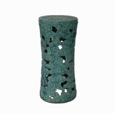 Ceramic Clay Turquoise Cloud Scroll Round Tall Pedestal Table Display Stand cs7785S