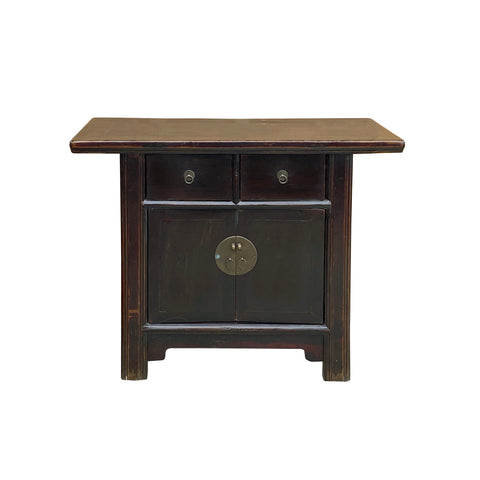 Vintage Chinese Dark Brown Drawers Side Table Credenza Vanity Cabinet cs7798S