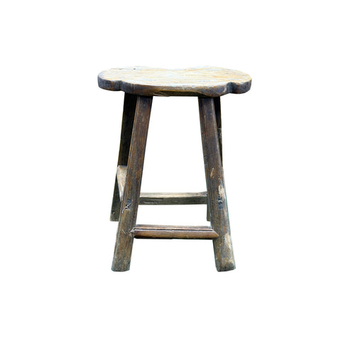 Vintage Rustic Unique Shape Four Legs Wood Stool Side Table GB699S