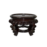 Dark Brown-Wood-Round-Table-Top-Vase-Stand