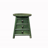 oriental green wood stool - stool with drawers - small low green table stand