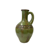 Olive Green Ceramic Geometric Pattern Jar Shape Vase