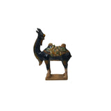 Oriental Ceramic Sancai Dark Blue Brown Beige Fengshui Artistic Camel Figure GB882S