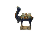 Oriental Ceramic Sancai Dark Blue Brown Beige Fengshui Artistic Camel Figure GB883S