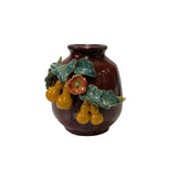 dimensional gourd flower pottery vase - handmade oxblood red art vase