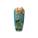 artistic dimensional flower bird ceramic vase - turquoise blue ceramic art vase - large flower bird blue vase