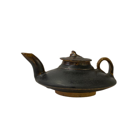 a jianware black brown clay teapot art display