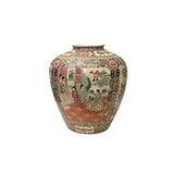Vintage Chinese Famille Rose People Scenery Oval Round Porcelain Vase JK194S