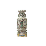 Hand Crafter Vintage Chinese White People Scenery Round Porcelain Vase JK195S