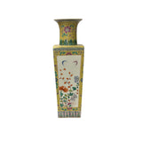Hand Crafted Vintage Chinese Yellow White Flower Birds Porcelain Vase JK197S