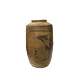 Vintage Earthy Beige Brown Village Rural Pottery Ceramic Pot Vase JK216S