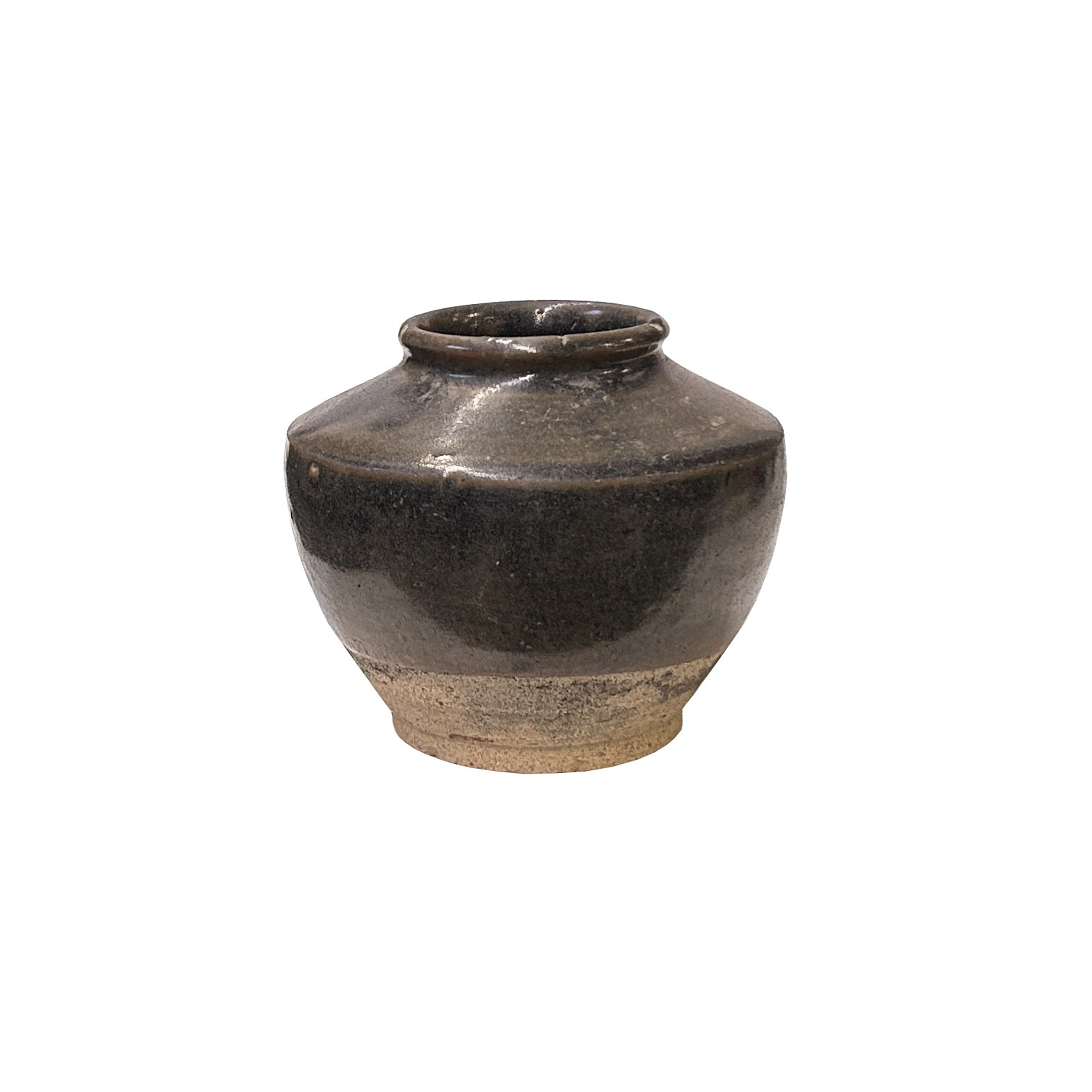 Vintage Earthy Dark Brown Village Rural Pottery Ceramic Pot Vase JK217S Vintage Earthy Dark Brown Village Rural Pottery Ceramic Pot Vase JK217S