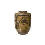 Vintage Earthy Beige Brown Village Rural Pottery Ceramic Pot Vase JK223S