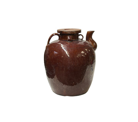 Vintage Earthy Dark Brown Village Rural Pottery Ceramic Pot Vase JK229S