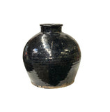 Vintage Earthy Rustic Black Village Rural Pottery Ceramic Pot Vase JK234S