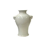 Off White Glaze Elephant Head Rings Slim Round Porcelain Art Vase JK235S