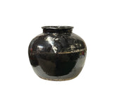 Vintage Earthy Rustic Black Village Rural Pottery Ceramic Pot Vase JK237S