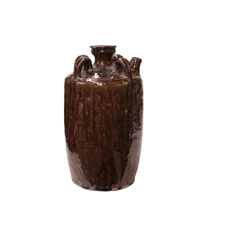 Vintage Earthy Dark Brown Village Rural Pottery Ceramic Pot Vase JK238S