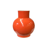 Bright Orange Glaze Large Bulb Shape Pottery Ceramic Pot Vase JK240S