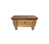 Chinese Vintage Rustic Wood Brown Drawer Low Kang Table Display Stand JK242S
