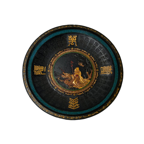 Chinese Round Shape Dragons Motif Collectible Ink Pad Display Art JK276S