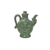 Oriental Celadon Green Wine Jar Shape Dragon Ceramic Art Vase Jar JK278S