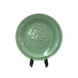 Chinese Celadon Dragon Motif Porcelain Plate Display Art jk282S