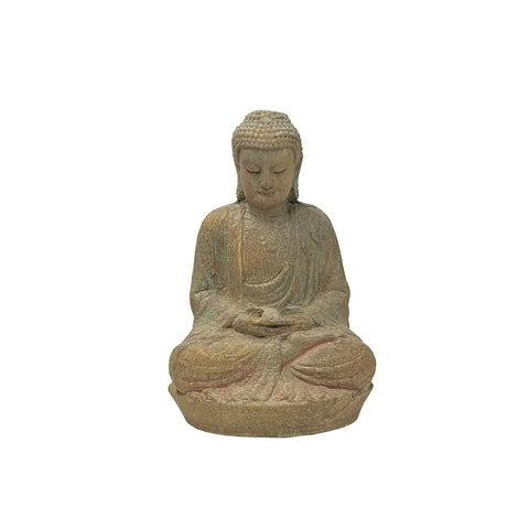 Rustic Wood Sitting Gautama Amitabha Shakyamuni Buddha Statue JK311S