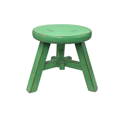 Rustic Pastel Green Round Top Tri-Legs Small Short Stool Table Stand JK320S