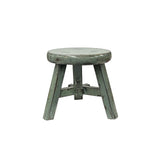 Rustic Distressed Gray Round Top Tri-Legs Small Short Stool Table Stand JK321S