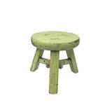 Distressed Light Green Round Top Tri-Legs Small Short Stool Table Stand JK324S