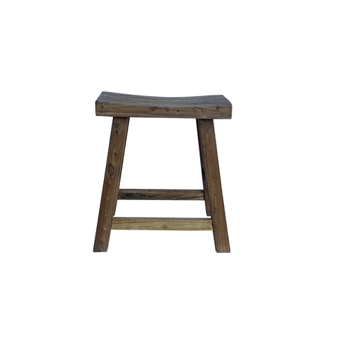 Rustic Raw Rough Wood Grain Rectangle Slim Stool Bench Side Table JK326S #8
