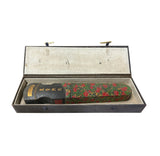 Chinese Zither Shape Flower Motif Collectible Ink Stick Display Art JK334S