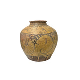 Vintage Earthy Beige Brown Village Rural Pottery Ceramic Pot Vase ws4525S