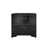 black lacquer end table - asian drawers nightstand