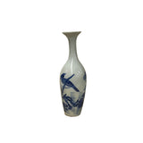 vintage style blue and white vase with bird and floral motif small collectible porcelain