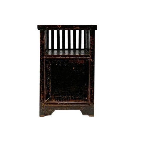 black end table - asian chinese crakle black lacquer side table 