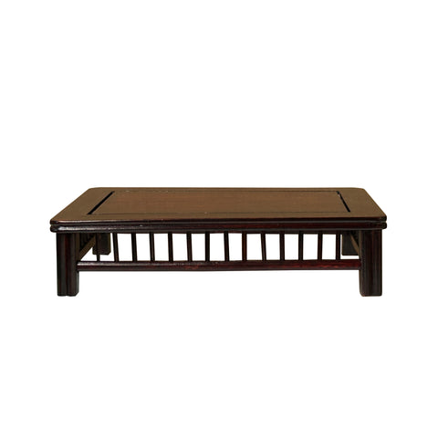 7" Brown Rectangular Simple Bar Pattern Wood Display Stand Riser st1014BS