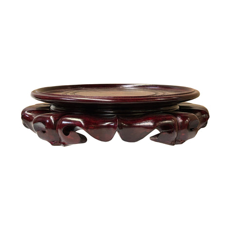 7" Reddish Brown Round Wave Legs Apron Wood Display Stand Easel st1042S