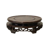 7.5" Oriental Brown Open Motif Wood Round Table Top Display Stand Riser st1044BS