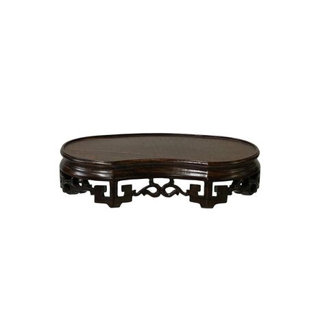 6.5" Oriental Brown Curve Oval Wood Stand Riser Easel st1054S