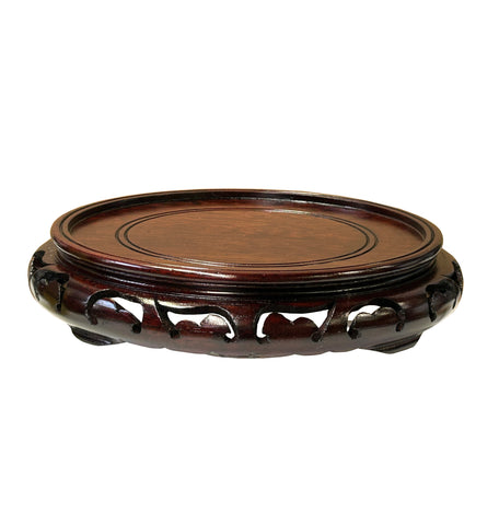 7" Brown Round Wave Motif Open Pattern Wood Display Stand Easel st1043CS