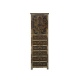 oriental light olive  tall cabinet - golden dragons drawers  dresser