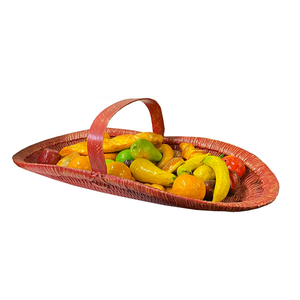 Assort Fruits Bread Simulated Display Red Rattan Oval Basket Tray ws32 ...