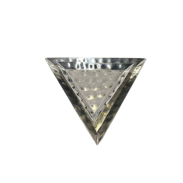 Set 2 Artistic Hand Punch Marks Stainless Steel Triangle Display Servi ...