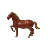  Metal Brick Red Golden Tail Fengshui Horse Figure