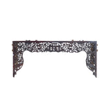 vintage wood carved wall panel - brown lacquer wood arch panel