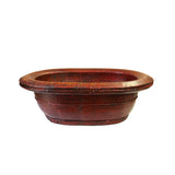 oval rustic brick red wood bucket - oriental oval wood bucket - Chinese oval red bucket