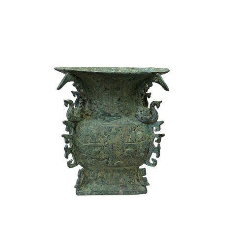 green bronze vessel art - chinese ancient metal art 
