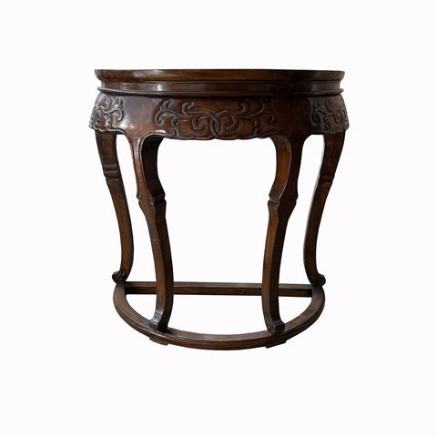 oriental half round pedestal table - asian side table - entrance desk table